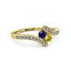 3 - Eleni Blue and Yellow Sapphire with Side Diamonds Bypass Ring 