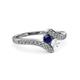 3 - Eleni Blue and White Sapphire with Side Diamonds Bypass Ring 