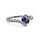3 - Eleni Blue Sapphire with Side Diamonds Bypass Ring 