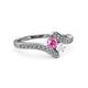 3 - Eleni Pink and White Sapphire with Side Diamonds Bypass Ring 