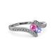 3 - Eleni Pink Sapphire and Tanzanite with Side Diamonds Bypass Ring 