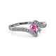 3 - Eleni Pink Sapphire and Diamond with Side Diamonds Bypass Ring 