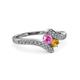 3 - Eleni Pink Sapphire and Citrine with Side Diamonds Bypass Ring 