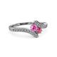 3 - Eleni Pink Sapphire and Rhodolite Garnet with Side Diamonds Bypass Ring 