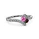 3 - Eleni Pink Sapphire and Red Garnet with Side Diamonds Bypass Ring 