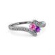 3 - Eleni Pink Sapphire and Amethyst with Side Diamonds Bypass Ring 