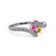 3 - Eleni Pink and Yellow Sapphire with Side Diamonds Bypass Ring 