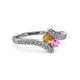 3 - Eleni Citrine and Pink Sapphire with Side Diamonds Bypass Ring 