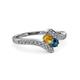 3 - Eleni Citrine and Blue Diamond with Side Diamonds Bypass Ring 