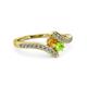 3 - Eleni Citrine and Peridot with Side Diamonds Bypass Ring 