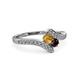 3 - Eleni Citrine and Red Garnet with Side Diamonds Bypass Ring 