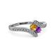 3 - Eleni Citrine and Amethyst with Side Diamonds Bypass Ring 