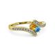 3 - Eleni Citrine and Blue Topaz with Side Diamonds Bypass Ring 