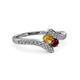 3 - Eleni Citrine and Ruby with Side Diamonds Bypass Ring 