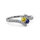 3 - Eleni Yellow and Blue Sapphire with Side Diamonds Bypass Ring 