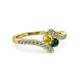 3 - Eleni Yellow Sapphire and Emerald with Side Diamonds Bypass Ring 