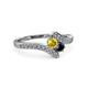 3 - Eleni Yellow Sapphire and Black Diamond with Side Diamonds Bypass Ring 