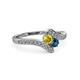 3 - Eleni Yellow Sapphire and Blue Diamond with Side Diamonds Bypass Ring 