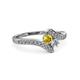 3 - Eleni Yellow Sapphire and Diamond with Side Diamonds Bypass Ring 