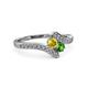 3 - Eleni Yellow Sapphire and Green Garnet with Side Diamonds Bypass Ring 