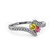 3 - Eleni Yellow Sapphire and Rhodolite Garnet with Side Diamonds Bypass Ring 