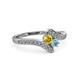 3 - Eleni Yellow Sapphire and Aquamarine with Side Diamonds Bypass Ring 