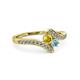 3 - Eleni Yellow Sapphire and Aquamarine with Side Diamonds Bypass Ring 