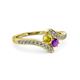 3 - Eleni Yellow Sapphire and Amethyst with Side Diamonds Bypass Ring 