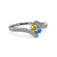 3 - Eleni Yellow Sapphire and Blue Topaz with Side Diamonds Bypass Ring 