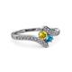 3 - Eleni Yellow Sapphire and London Blue Topaz with Side Diamonds Bypass Ring 