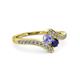3 - Eleni Tanzanite and Blue Sapphire with Side Diamonds Bypass Ring 
