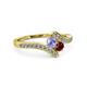 3 - Eleni Tanzanite and Ruby with Side Diamonds Bypass Ring 