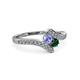 3 - Eleni Tanzanite and Emerald with Side Diamonds Bypass Ring 