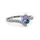 3 - Eleni Tanzanite and Blue Diamond with Side Diamonds Bypass Ring 
