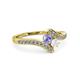 3 - Eleni Tanzanite and White Sapphire with Side Diamonds Bypass Ring 
