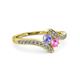 3 - Eleni Tanzanite and Pink Sapphire with Side Diamonds Bypass Ring 