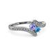3 - Eleni Tanzanite and Blue Topaz with Side Diamonds Bypass Ring 