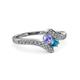 3 - Eleni Tanzanite and London Blue Topaz with Side Diamonds Bypass Ring 