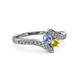 3 - Eleni Tanzanite and Yellow Sapphire with Side Diamonds Bypass Ring 
