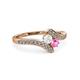 3 - Eleni White and Pink Sapphire with Side Diamonds Bypass Ring 