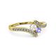 3 - Eleni White Sapphire and Tanzanite with Side Diamonds Bypass Ring 
