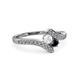 3 - Eleni White Sapphire and Black Diamond with Side Diamonds Bypass Ring 