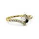 3 - Eleni White Sapphire and Black Diamond with Side Diamonds Bypass Ring 