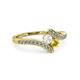 3 - Eleni White Sapphire and Yellow Diamond with Side Diamonds Bypass Ring 