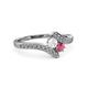 3 - Eleni White Sapphire and Rhodolite Garnet with Side Diamonds Bypass Ring 