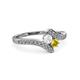 3 - Eleni White and Yellow Sapphire with Side Diamonds Bypass Ring 
