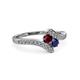 3 - Eleni Ruby and Blue Sapphire with Side Diamonds Bypass Ring 