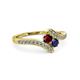 3 - Eleni Ruby and Blue Sapphire with Side Diamonds Bypass Ring 