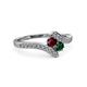 3 - Eleni Ruby and Emerald with Side Diamonds Bypass Ring 