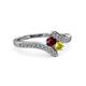 3 - Eleni Ruby and Yellow Diamond with Side Diamonds Bypass Ring 